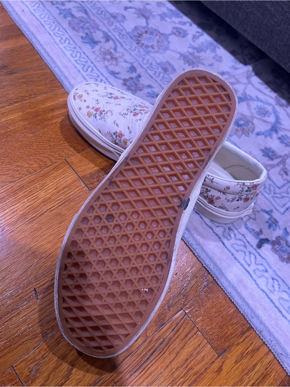 Vans Women's White Slip-On Sneakers with Pink and Peach Floral Print - Picture 4 of 5